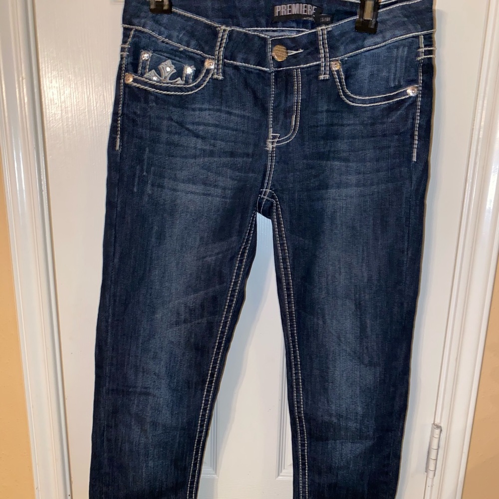 Blinged blue jeans